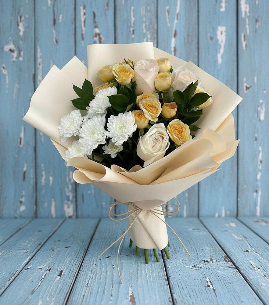 Букет цветов из: Розы и Хризантемы в Мухтолово