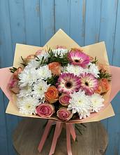 Букет цветов из:  Розы, Герберы и Хризантемы #REPLACE_PRED# Мухтолово