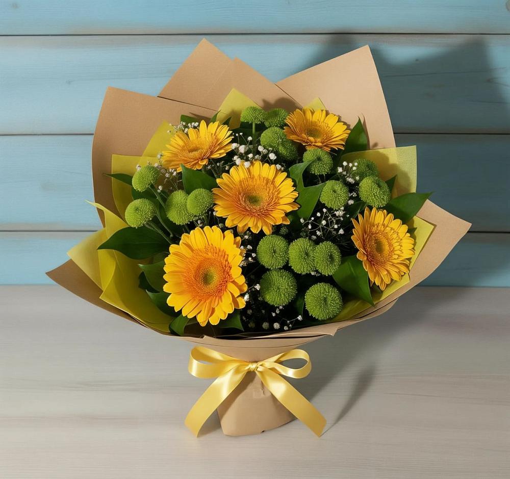 Букет цветов из: Герберы и Хризантемы в Мухтолово