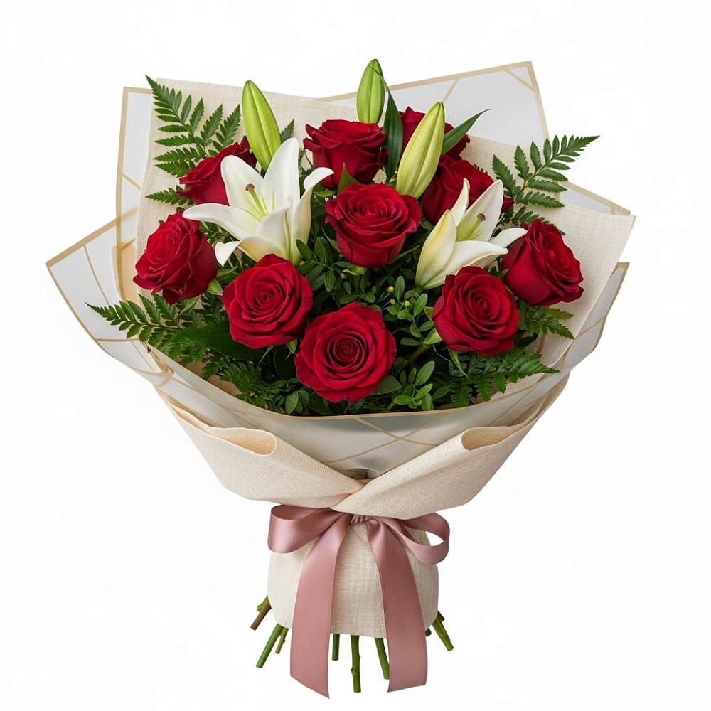 Букет цветов из: Лилии и Розы в Мухтолово