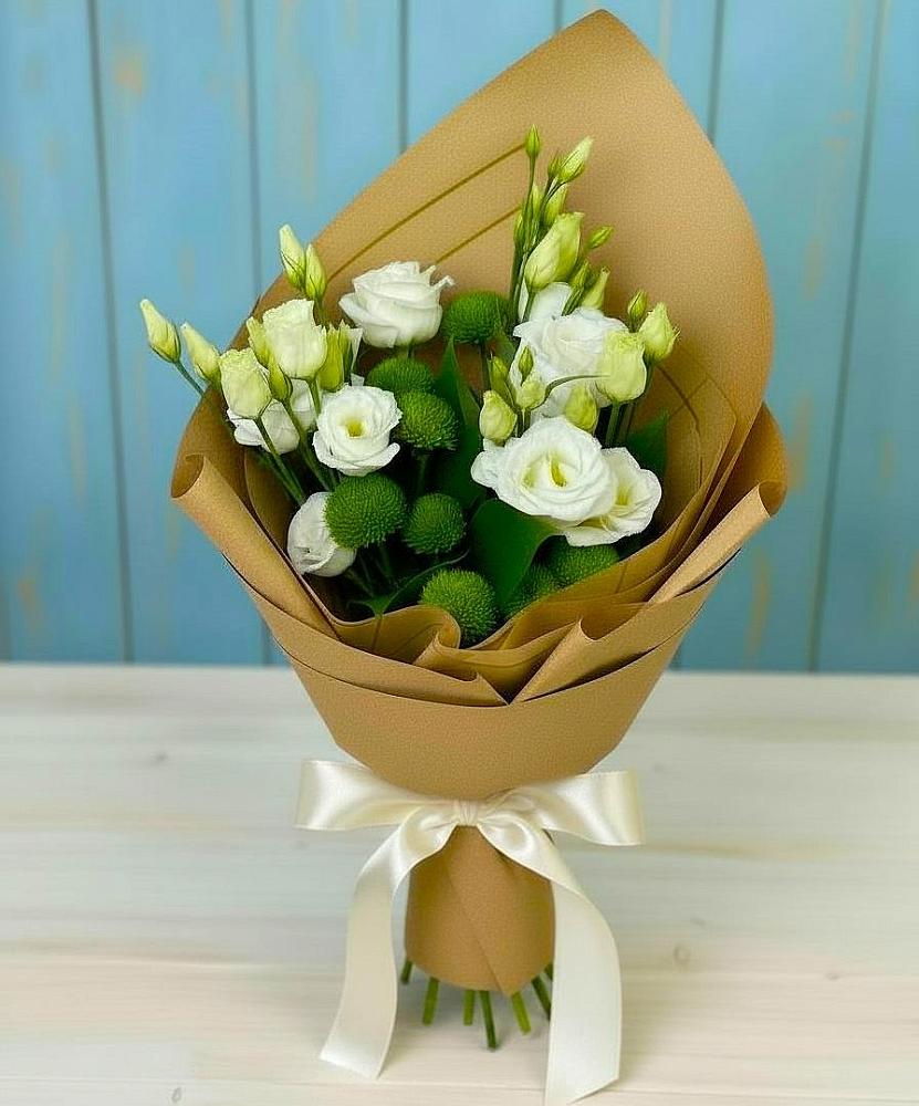 Букет цветов из: Хризантемы и Лизиантусы в Мухтолово