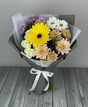 Букет цветов из:  Розы, Герберы и Хризантемы в Мухтолово
