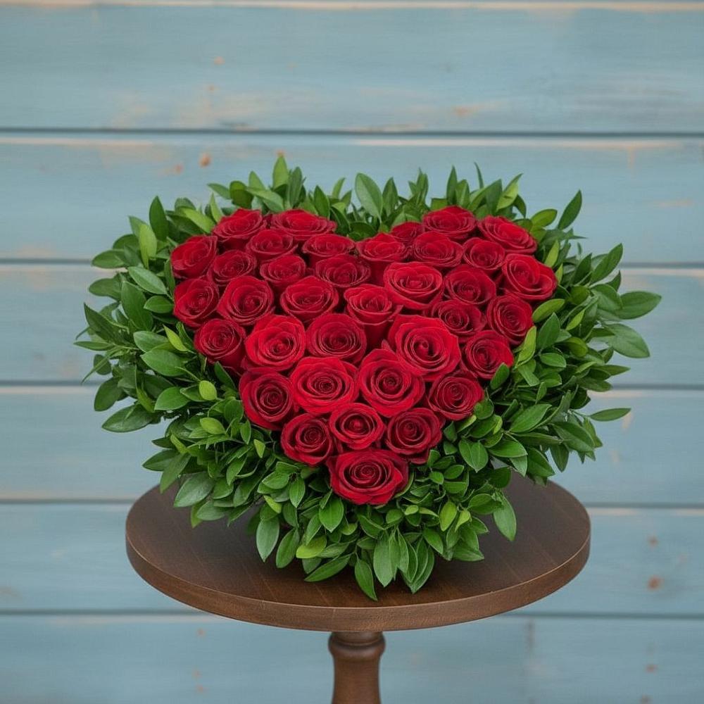 Цветочная композиция из Розы в виде сердца в Мухтолово