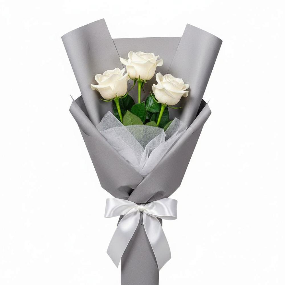Букет 3 белые розы в Мухтолово