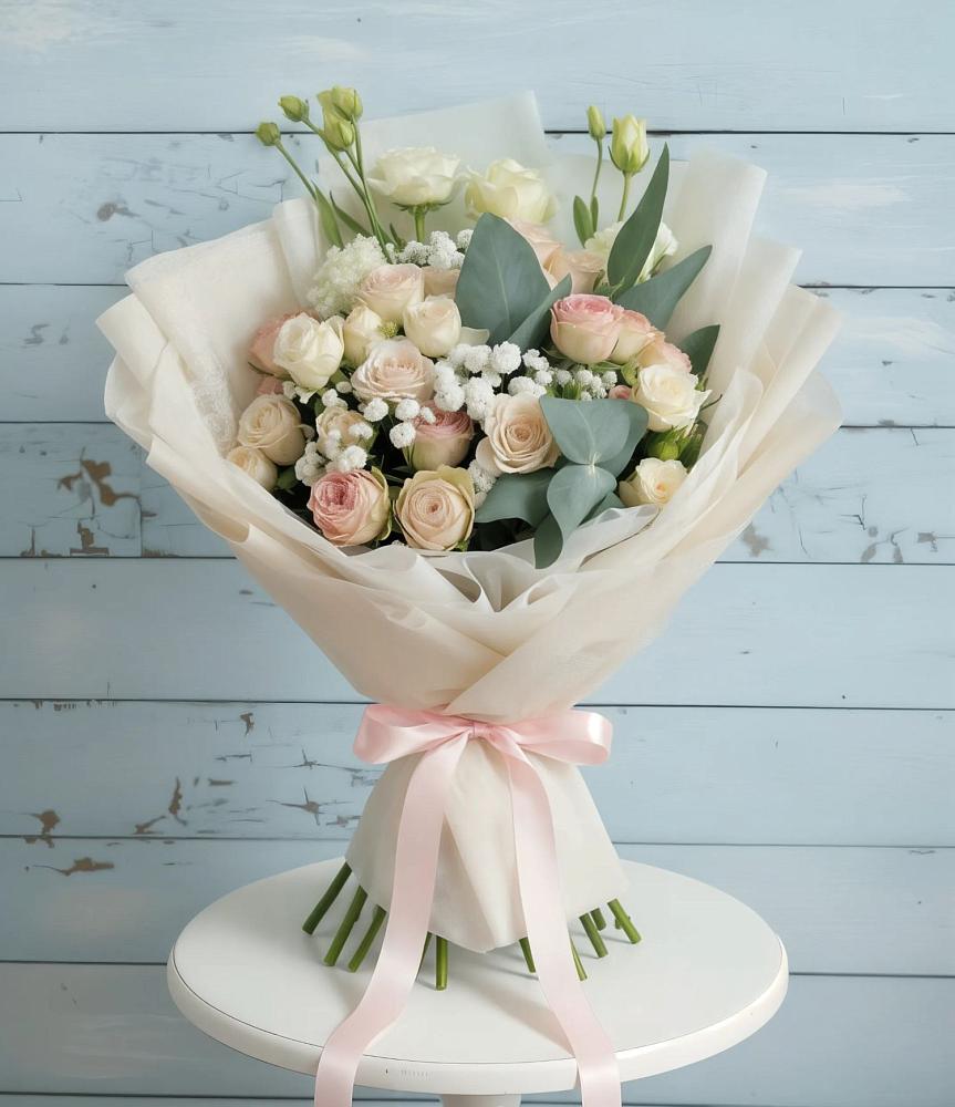 Букет цветов из: Розы и Лизиантусы в Мухтолово