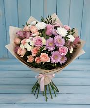 Букет цветов из:  Хризантемы, Розы и Альстромерии в Мухтолово